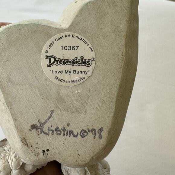 Dreamsicles 10367 Love My Bunny Figurine by Kristin 1997 Cast Art Angel Wings - Picture 5 of 5